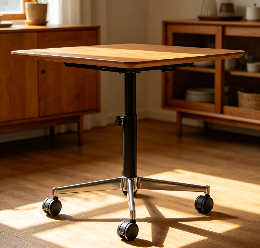Adjustable Height Dining Table with Locking Casters