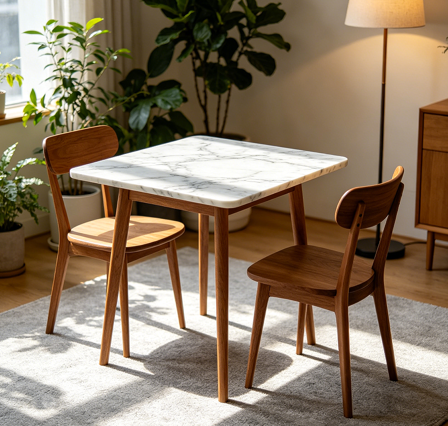 Marble Effect Small Dining Table for Two